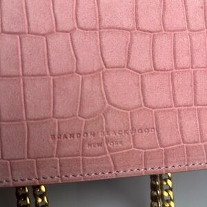 Brandon Blackwood Pink Croc-Embossed Shoulder Bag
